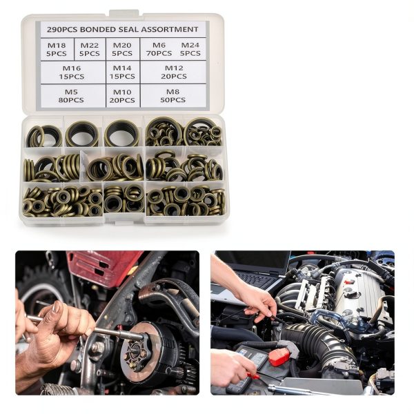 Metric Bonded Sealing Washers MUZHUPGUZ 290pcs NBR Rubber & Steel-3