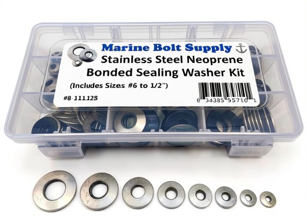 Stainless Steel Neoprene Bonded Sealing Washer Assortment Kit - Marine Bolt Supply 8-111428-0