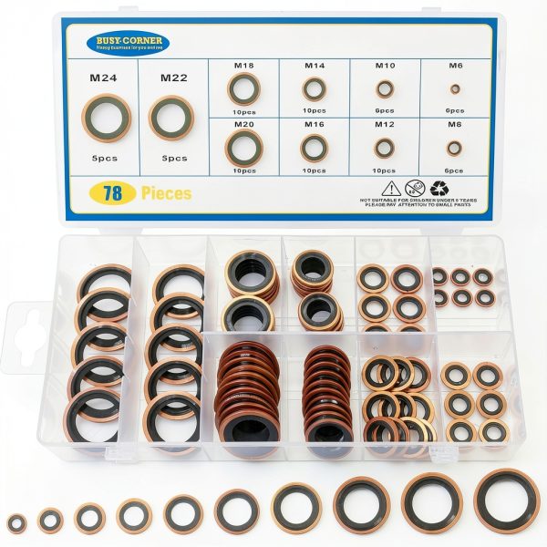 Copper Metric Bonded Seal Dowty Washer 78pcs BUSY-CORNER High Pressure-0