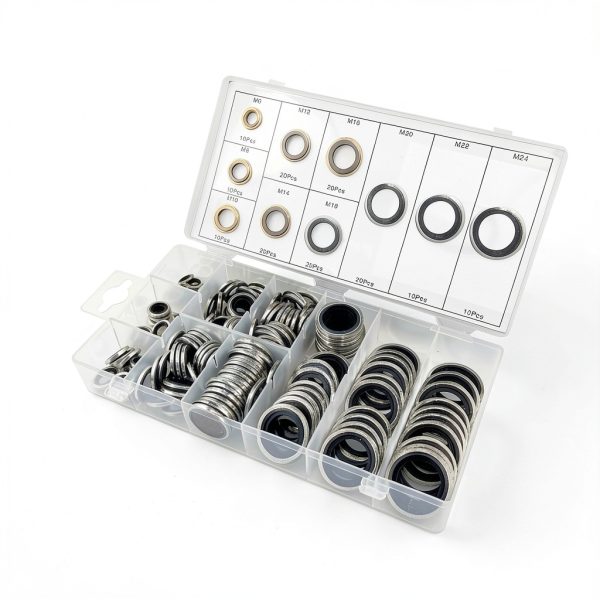 150Pcs Automotive Self-Centered Bonded Seal Gasket Assortment Kit Bonded Seal Oil Washer Assortment Kit-1