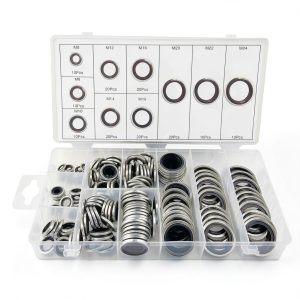 150Pcs Automotive Self-Centered Bonded Seal Gasket Assortment Kit Bonded Seal Oil Washer Assortment Kit-0