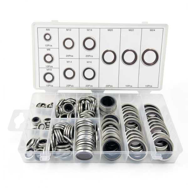 150Pcs Automotive Self-Centered Bonded Seal Gasket Assortment Kit Bonded Seal Oil Washer Assortment Kit-0