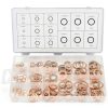 Toolwiz 150PCS 15 Sizes Copper Washers Metric Sealing Assortment Set M17.5-M5 Flat Ring Sump Plug Crush Washer Oil Drain Plug Gasket Seal Assortment Set M5/6/7/8/10/10.5/11/12/12.5/14/15/16/16.5/17.5-0