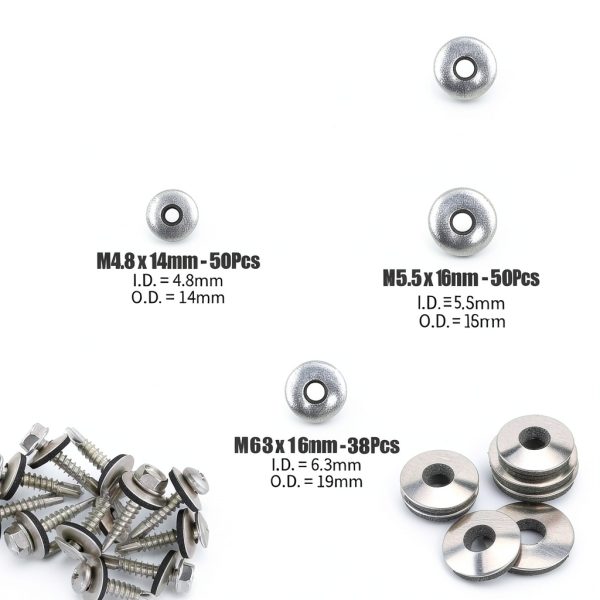 138 pcs Stainless Steel EPDM Bonded Sealing Neoprene Rubber Washers for #4/ #5/ #6 Screws-1