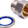 Stainless Steel Adapter 3/8 Inch NPT Female x 3/8 Inch BSPP Male with Sealing Washer, Zinc-Plated Steel Washer with Buna-N Seal, Max Pressure 3700 PSI, Temperature Range -30°F to 200°F-1
