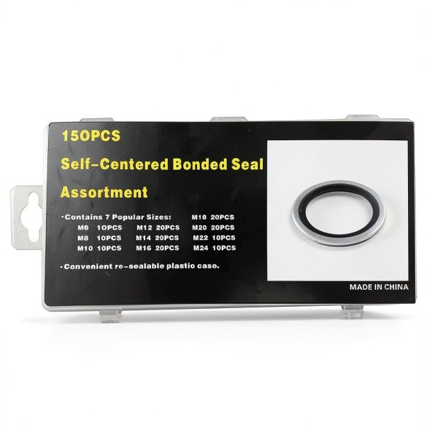 150Pcs Automotive Self-Centered Bonded Seal Gasket Assortment Kit Bonded Seal Oil Washer Assortment Kit-3
