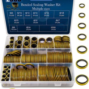 12 Sizes 378 Pcs Bonded Sealing Washer Kit,Automotive Self-Centred AC Seal Metal Rubber Gasket Repair Assortment Set M6 M8 M10 M12 M14 M16 M18 M20 M22 M24 M27 M30 (Metric)-0