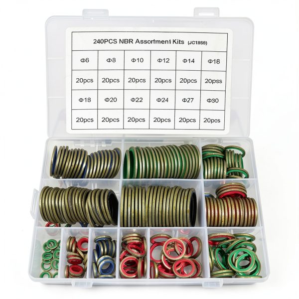 KOOTANS 240pcs NBR Metal Bonded Sealing Washers Assortment Kit for-0