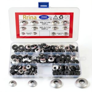 200Pcs 304 Stainless Steel Neoprene EPDM Bonded Sealing Gasket Washers Assortment Kit for 8#/10#/12#/14# Screws-0